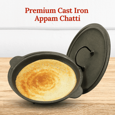 Cast Iron Appam Chatti with Lid – Hand Seasoned
