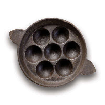 Hand Seasoned Cast Iron Paniyaram Pan/Unniappam- Flat Bottom
