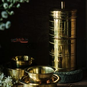Traditional Brass Filter Coffee Set with Dwara Tumblers