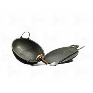 GetKitch.in Cast-Iron Starter Set of 2 - Includes 1 Cast Iron Kadai and 1 Cast Iron Dosa Pan, perfect for cooking traditional Indian dishes. Made of durable cast iron, suitable for all stovetops and oven use. Great for cooking at high temperatures and achieving a perfect sear.